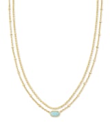 Emilie Gold Multi Strand Necklace in Light Blue Magnesite | Kendra