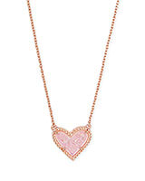 Ari Heart Rose Gold Pendant Necklace in Light Pink Drusy image number 0.0