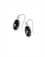Lee Silver Drop Earrings in Black Opaque Glass image number 0.0