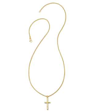 Small Cross Charm Necklace in 18k Gold Vermeil