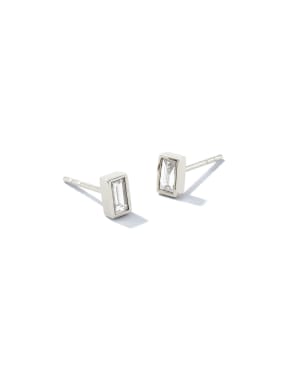 Isabella 14k White Gold Stud Earrings in White Diamond