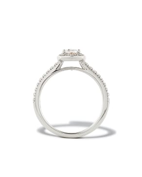 Oval Iconic Halo Engagement Ring in 14k White Gold