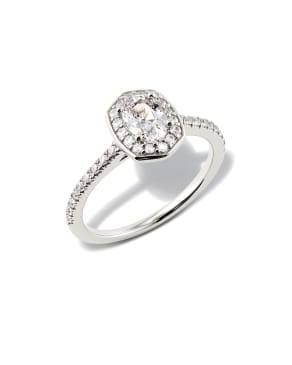 Oval Iconic Halo Engagement Ring in 14k White Gold