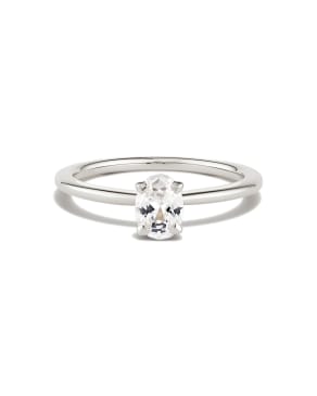 Oval Solitaire Engagement Ring in 14k White Gold