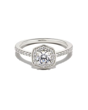 Round Iconic Halo Engagement Ring in 14k White Gold