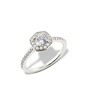 Round Iconic Halo Engagement Ring in 14k White Gold