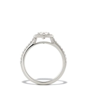 Round Iconic Halo Engagement Ring in 14k White Gold