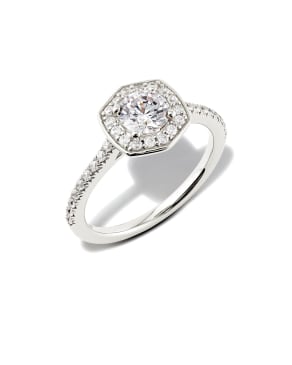 Round Iconic Halo Engagement Ring in 14k White Gold