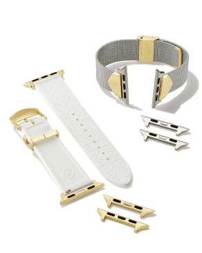 Mia and Filigree Watch Band Gift Set in Two Tone Stainless Steel and White Silicone