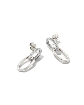 Elisa 14k White Gold Interlocking Drop Earrings in White Diamond