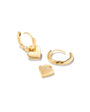 Heart Padlock Huggie Earrings in 18k Gold Vermeil