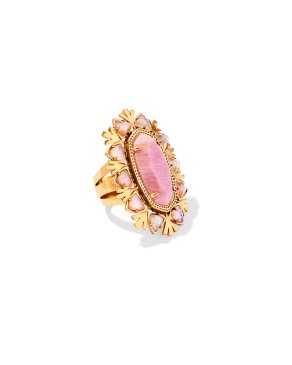 Havana Vintage Gold Cocktail Ring in Blush Pink Quartzite