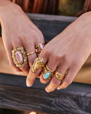 Terra Ring Set of 3 in Vintage Gold