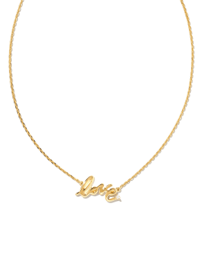 Love Script 18k Gold Vermeil Pendant Necklace in White Sapphire