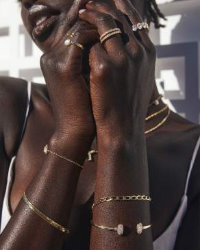 Grayson Gold Cuff Bracelet in White Crystal