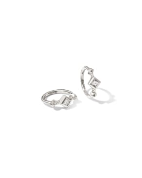 Michelle 14k White Gold Huggie Earrings in White Diamond