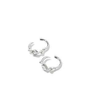 Michelle 14k White Gold Huggie Earrings in White Diamond