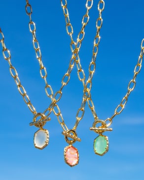 Daphne Convertible Gold Link and Chain Necklace in Light Pink Iridescent Abalone