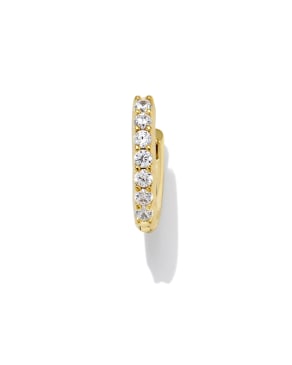 Addison Gold Crystal Single Huggie Earring in White Crystal