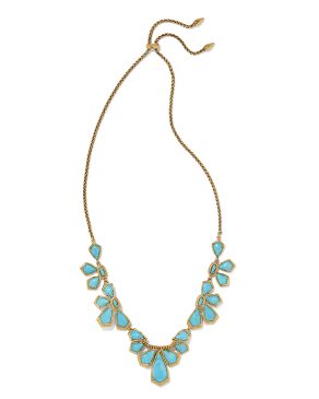 Layne Vintage Gold Statement Necklace in Variegated Turquoise Magnesite