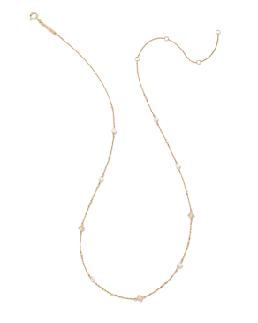 Michelle 14k Yellow Gold Strand Necklace in White Pearl