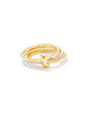 Tia 18k Gold Vermeil Band Ring in White Sapphire