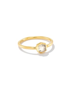 Davie 18k Gold Vermeil Band Ring in Clear Rock Crystal