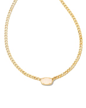 Fern 18k Gold Vermeil Curb Chain Necklace in Rainbow Moonstone