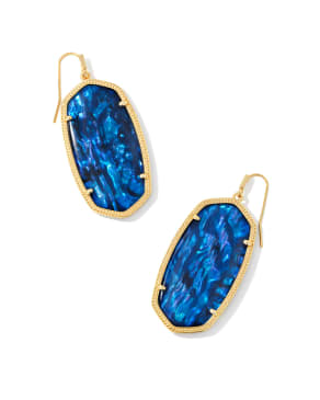 Danielle Gold Statement Earrings in Navy Abalone