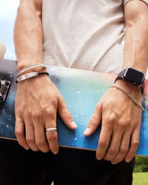 Grey Leather Watch Band in Black