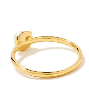 Davie Pearl 18k Gold Vermeil Band Ring in White Pearl