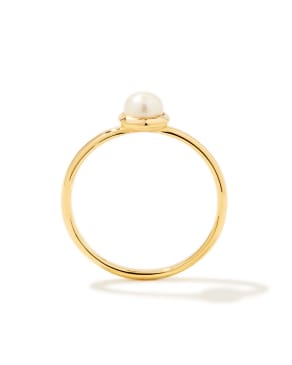 Davie Pearl 18k Gold Vermeil Band Ring in White Pearl