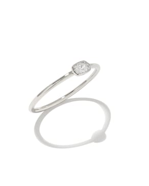 Marisa 14k White Gold Oval Solitaire Band Ring in White Diamond