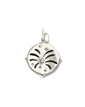 Celebration Oxidized Sterling Silver Charm in White Sapphire