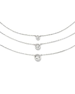 Audrey 14k White Gold Pendant Necklace in White Diamond, .25ct