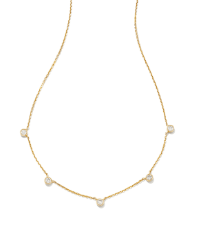 Audrey 14k Yellow Gold Strand Necklace in White Diamond