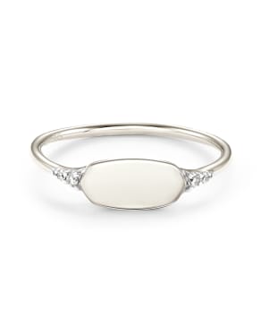 Fern 14k White Gold Band Ring in White Diamond