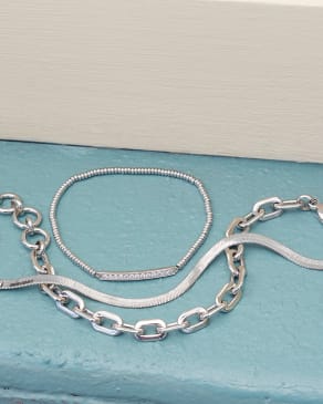 Kassie Set of 3 Chain Bracelets in Silver