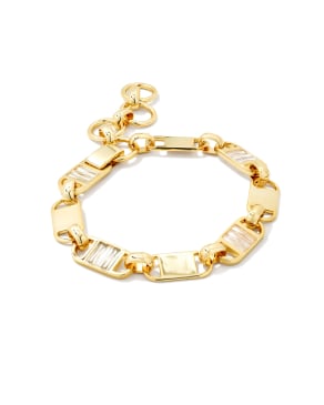 Jessie Gold Chain Bracelet in White Crystal