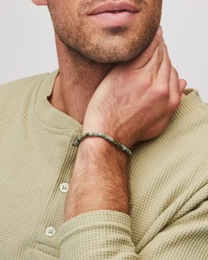 Grey Oxidized Sterling Silver Corded Bracelet in Olive Mix