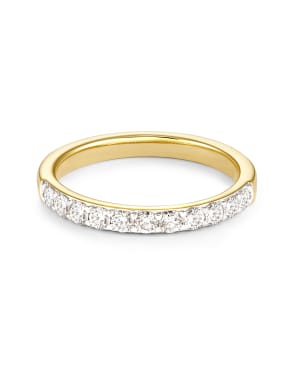 Raleigh 14k Yellow Gold Band Ring in White Diamond