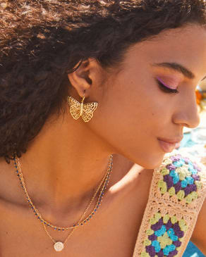 Hadley Butterfly Drop Earrings in Gold