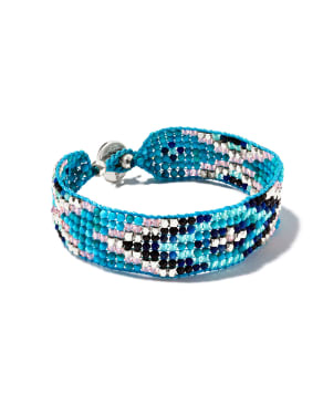 Britt Silver Beaded Bracelet in Turquoise Mix