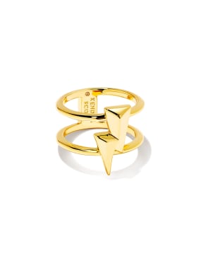 Bolt Double Band Ring in Gold