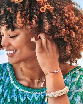 Masie Gold Corded Friendship Bracelet in Pink Mix