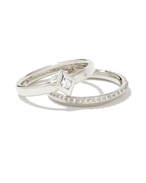 Kinsley Silver Ring Set in White Crystal