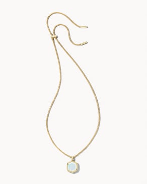 Davis Gold Long Pendant Necklace in Iridescent Opalite