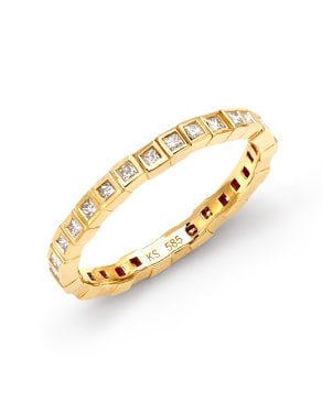 Bowen 14k Yellow Gold Band Ring in White Diamond