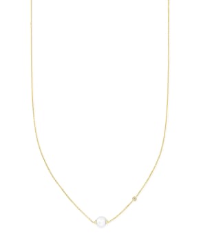 Cathleen 14k Yellow Gold Pendant Necklace in Pearl