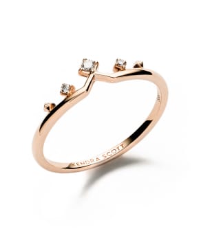 Michelle 14k Rose Gold Band Ring in White Diamond